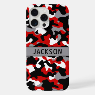 Red and Black Camouflage Personalised iPhone 15 Pro Max Case