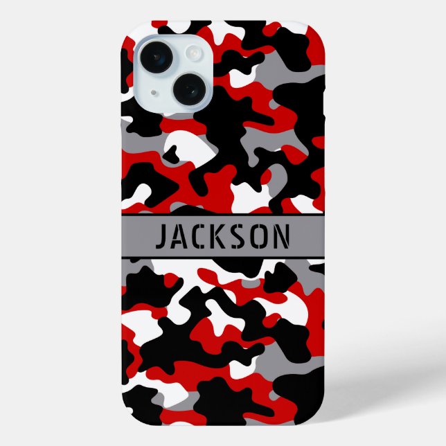 Red and Black Camouflage Personalized Case-Mate iPhone Case (Back)