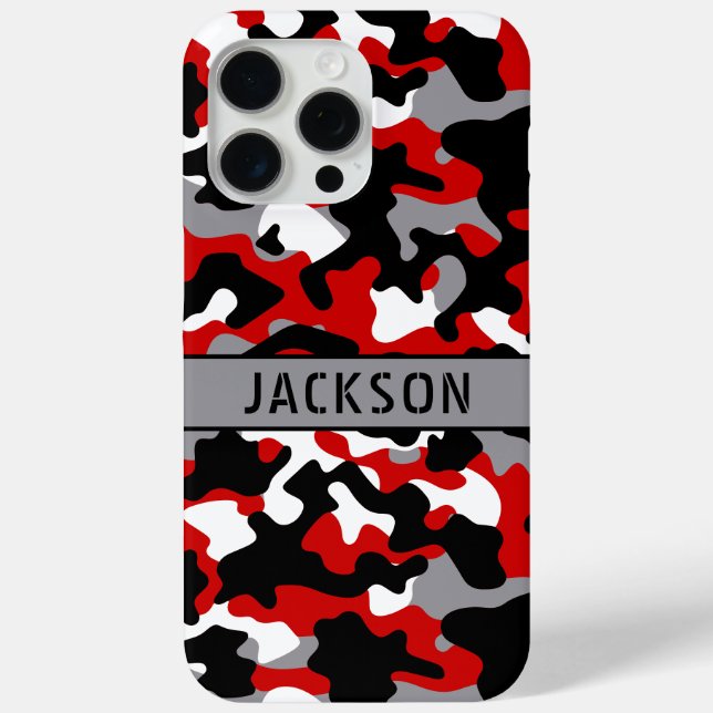 Red and Black Camouflage Personalized Case-Mate iPhone Case (Back)