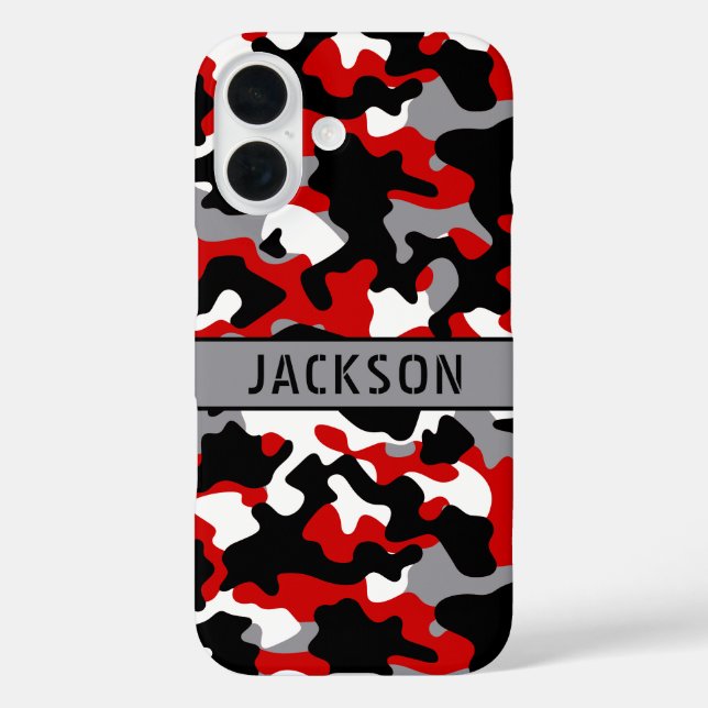 Red and Black Camouflage Personalized Case-Mate iPhone Case (Back)