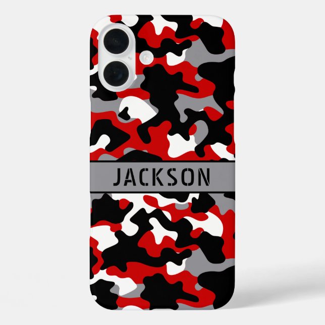 Red and Black Camouflage Personalized Case-Mate iPhone Case (Back)