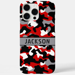 Red and Black Camouflage Personalized iPhone 16 Pro Max Case