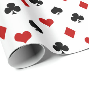 Red and Black Card Suits Any Background Colour Wrapping Paper