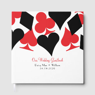 Red and Black Card Suits Las Vegas Wedding Guest Book
