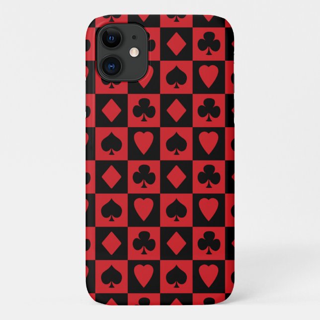 Red and Black Card Suits Pattern Case-Mate iPhone Case (Back)