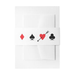 Red and Black Card Suits with Love Struck Heart Invitation Belly Band