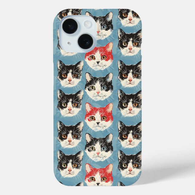 Red and Black Cats Pattern Case-Mate iPhone Case (Back)