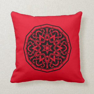 Red And Black Celtic Design Cushion