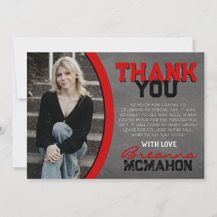 Red and Black Chalkboard Graduation Thank You Card