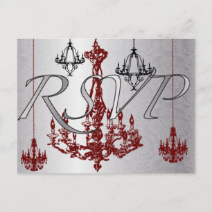 Red and Black Chandelier - RSVP Card
