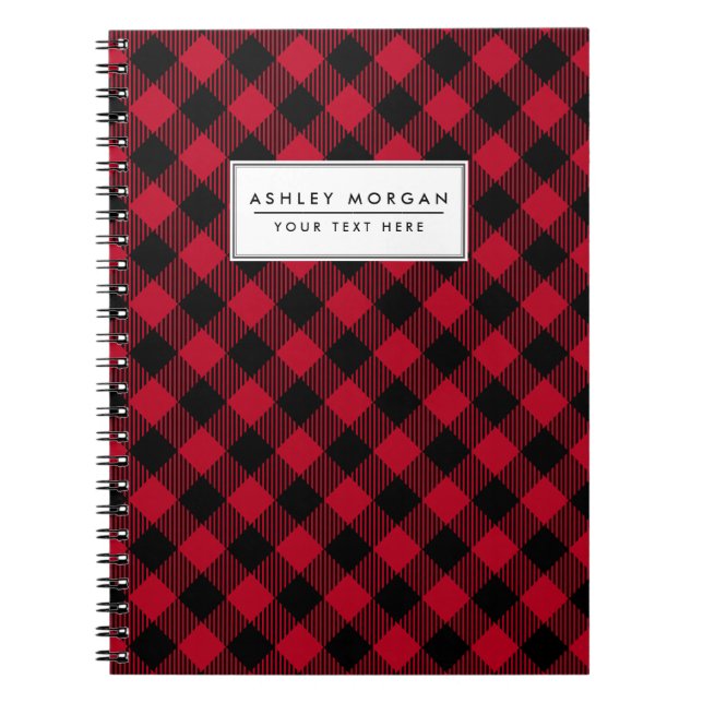 Red And Black Check Buffalo Plaid Pattern Notebook (Front)