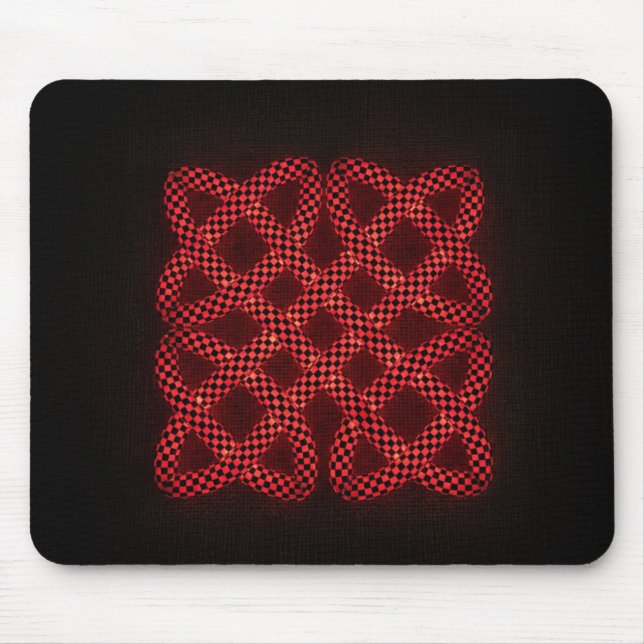 Red and Black Chequerboard Celtic Knot Mouse Pad (Front)