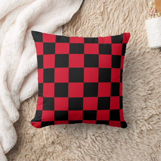Red and Black Chequerboard Pattern  Cushion (Blanket)