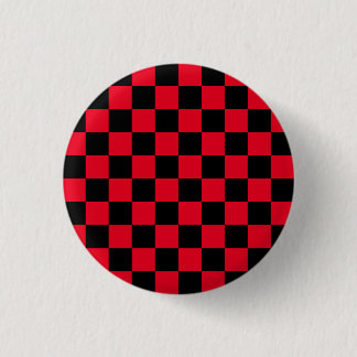 Red and Black Chequered Board Pattern 3 Cm Round Badge