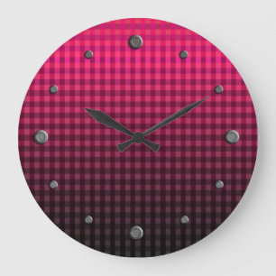 Red and black chequered pattern gradient  large clock