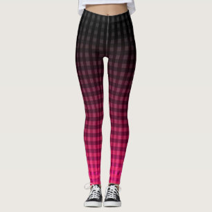 Red and black chequered pattern gradient leggings