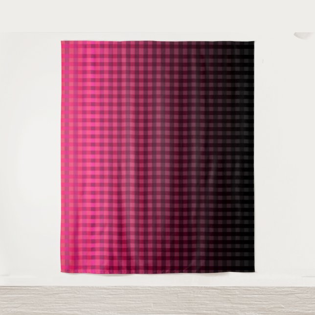 Red and black chequered pattern gradient  tapestry (Front)
