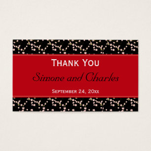 Red and Black Cherry Blossoms Wedding Favour Tag