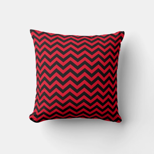 Red And Black Chevron Pattern Cushion (Front)