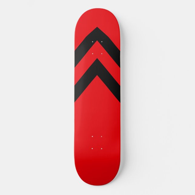 Red and Black Chevrons Skateboard Deck (Front)