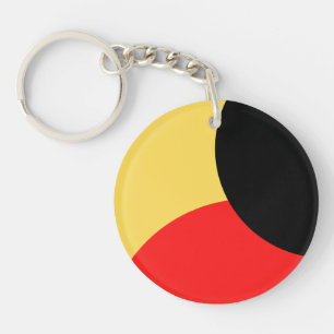 Red And Black Circle On Yellow Background Abstract Key Ring