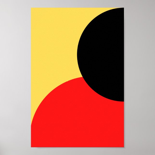 Red And Black Circle On Yellow Background Abstract Poster (Front)