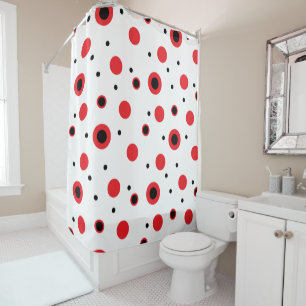 Red and black circles modern minimalist pattern shower curtain
