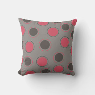 Red and Black Circles on Grey MOJO Pillow