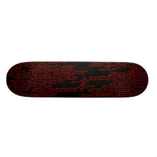 Red and Black Circuit Board Skateboard Deck