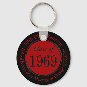Red and Black Class of 1969 Gifts or Your COLORS Key Ring