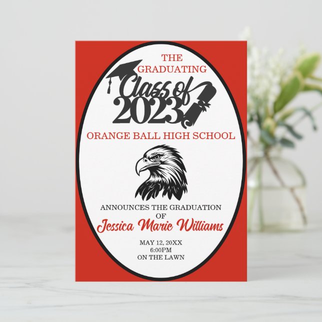 Red and Black Class of 2023 Graduation Invitation (Standing Front)