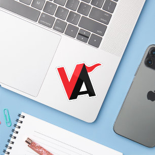Red and Black Classic Minimal Letter VA Monogram