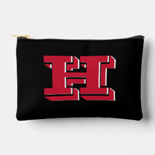 Red and Black College Style Initial Monogram Accessory Pouch
