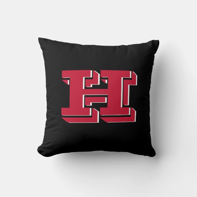 Red and Black College Style Initial Monogram Cushion (Front)
