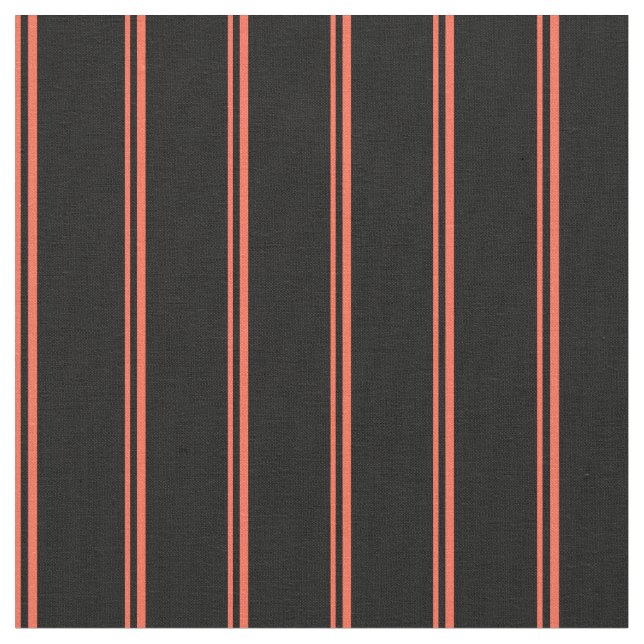 Red and Black Coloured Striped Pattern Fabric (Close Up)