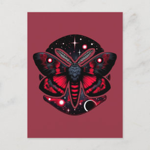 Red and Black Cosmic Moth - Celestial Mystical Postcard