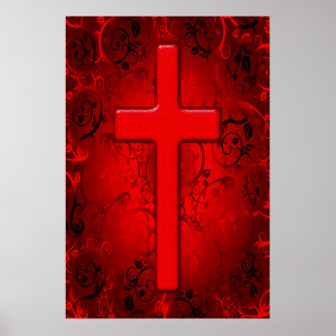 RED AND BLACK CROSS DESIGN POSTER