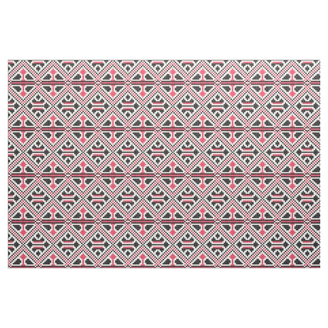 Red and Black cross-stitch Retro Pattern Fabric (Fat Quarter)