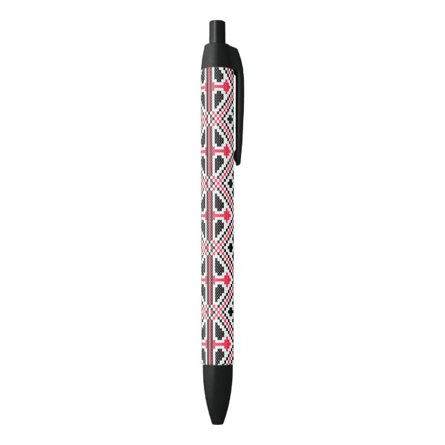 Red and Black cross-stitch Retro Pattern Ink Pen (Bottom (Vertical))