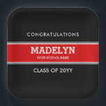 Red and Black Custom Graduation Paper Plate<br><div class="desc">Custom Black and Red Graduation Paper Plates.</div>