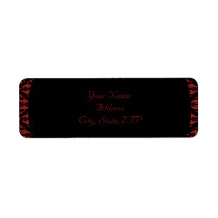 Red and Black Damask Gothic Return Address