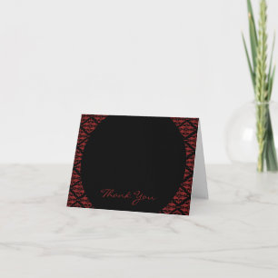Red and Black Damask Gothic Wedding Thank You