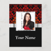 Red and black damask photo template