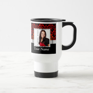 Red and black damask photo template travel mug