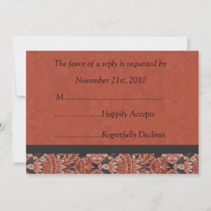 Red and Black Damask RSVP Card