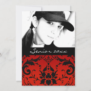 Red and Black Damask Senior Class of 20xx Grad Announcement