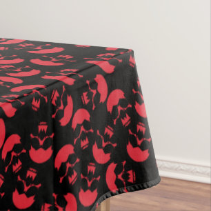 Red and Black Dark Aesthetic Skull Pattern Tablecloth