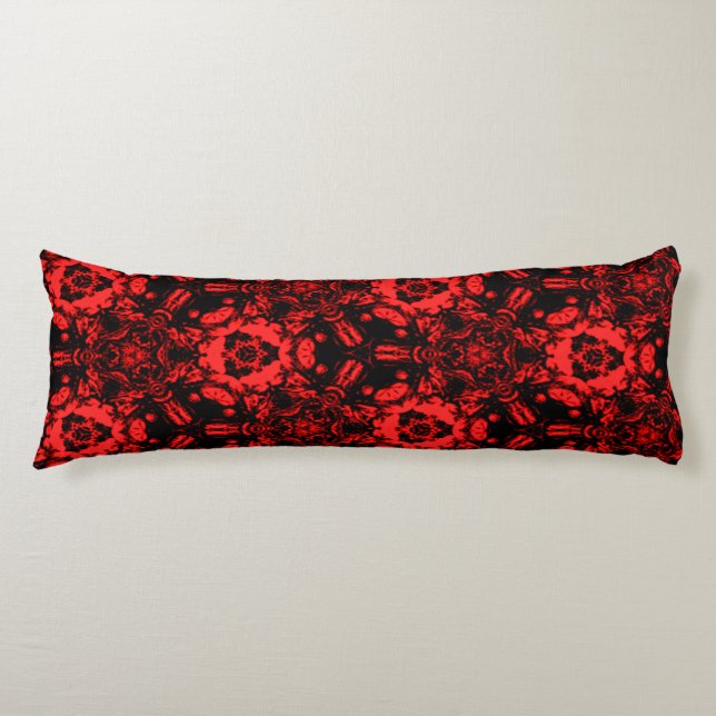 Red and Black Deep Bloom Body Cushion (Front)