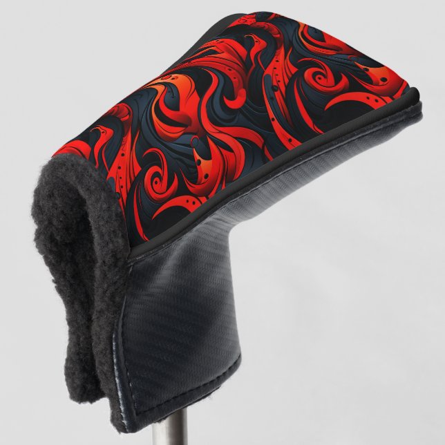 Red and Black Design Golf Head Cover (3/4 Front)