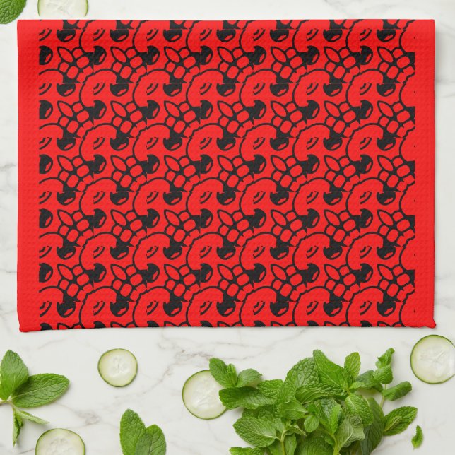 RED AND BLACK DESIGN towel (Folded)